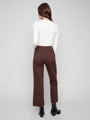 Charlie B. Mocha Cropped Wide Leg Twill